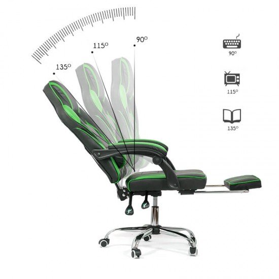 Scaun gaming verde OFF 302 cu suport de picioare si spatar rabatabil - imagine 4