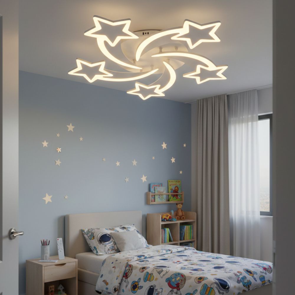 LUSTRA LED DIMABILA STEA 110W CU 5 BRATE 3 CULORI+IR
