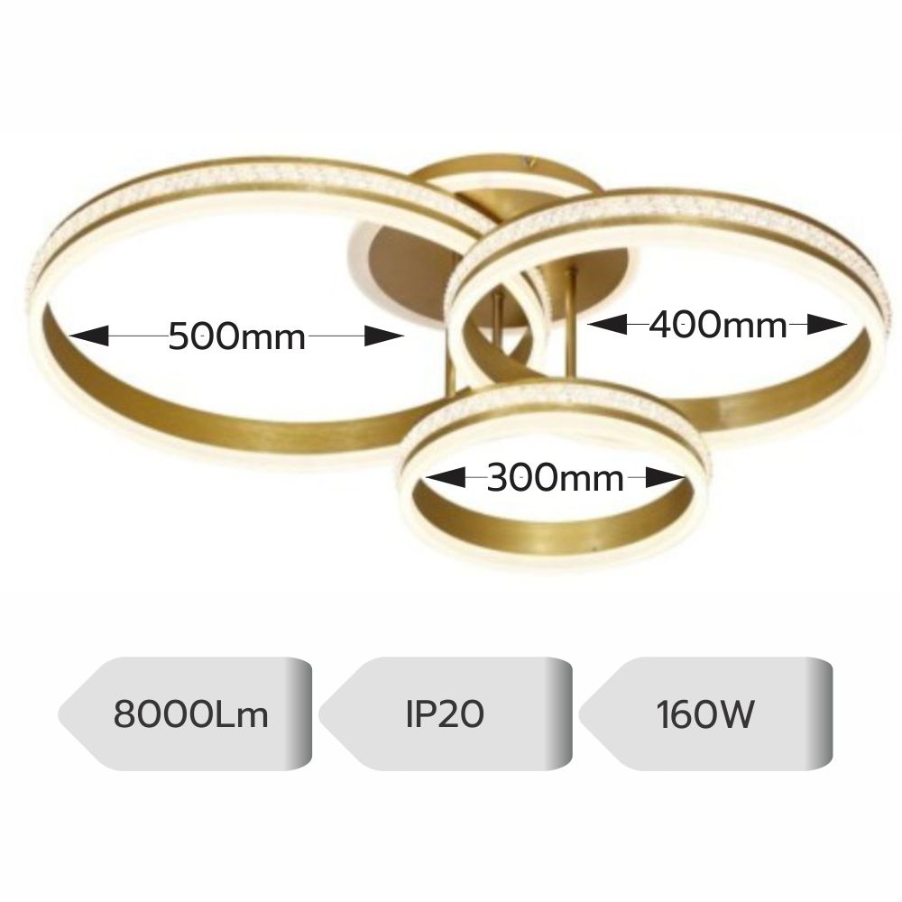 LUSTRA LED HYDRA 160W/8000LM 3000K/4000K/6500K CU TELECOMANDA 300+400+500MM - imagine 3
