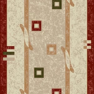 Traversa Covor Lotos 579 Crem / Grena Latime 80 cm Diverse Lungimi 1800 gr/mp