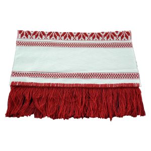 Servetel artizanal 40x40 cm Alb/Rosu