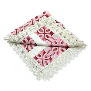 Servetel artizanat 40x40 CM Crem/Rosu 80 % bbc 20 % acril