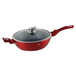 Tigaie adanca cu capac 28 CM, Burgundy Metallic Line, Berlinger Haus