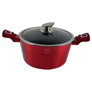 Oala Berlinger Haus 4.5 L din aluminiu turnat cu capac sticla – Burgundy
