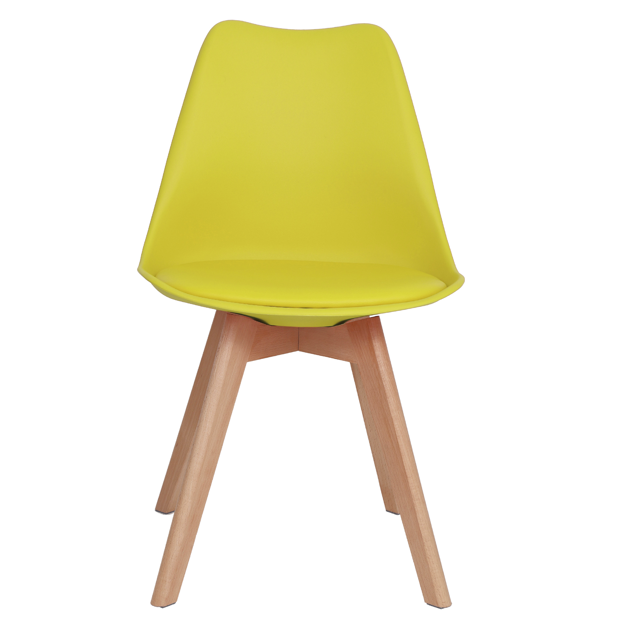 Scaun Celia - cadru lemn - imitatie piele galben - imagine 4