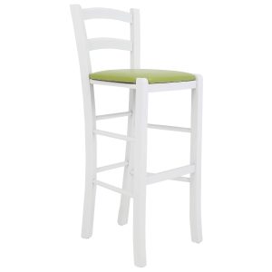 Scaun Paesana bar - cadru alb - imitatie piele verde - 21899