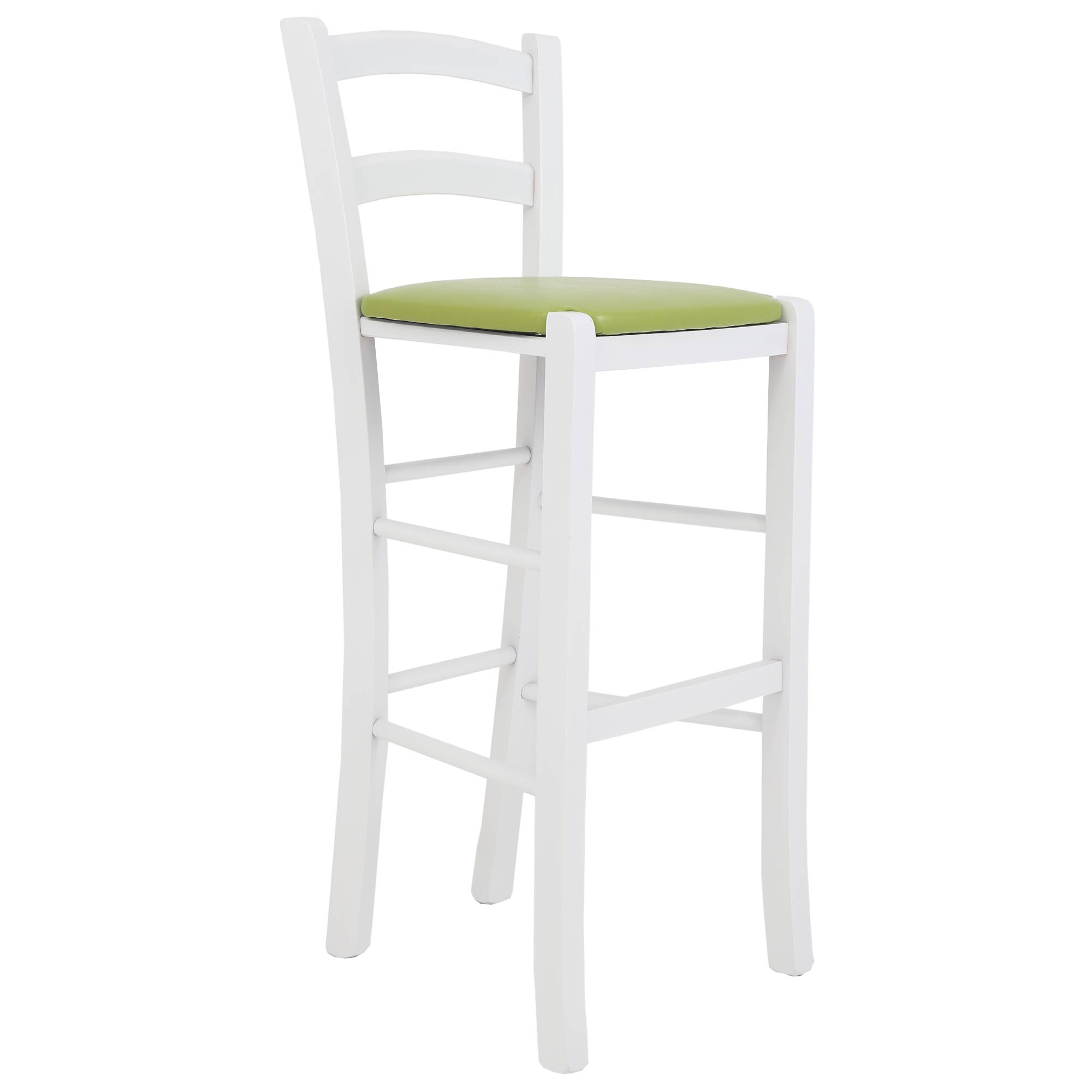 Scaun Paesana bar - cadru alb - imitatie piele verde - 21899