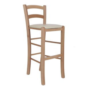 Scaun Paesana bar - cadru natur - imitatie piele crem - 21834
