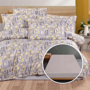 Lenjerie de pat Ranforce, 100% bumbac, cu husă universală pentru saltea de 140cm x 200cm / 160cm x 200cm