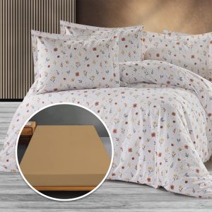 Lenjerie de pat Ranforce, 100% bumbac, cu husă universală pentru saltea de 140cm x 200cm / 160cm x 200cm