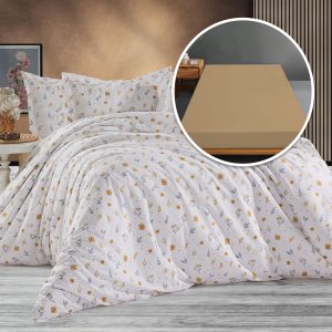 Lenjerie de pat Ranforce, 100% bumbac, cu husă universală pentru saltea de 140cm x 200cm / 160cm x 200cm