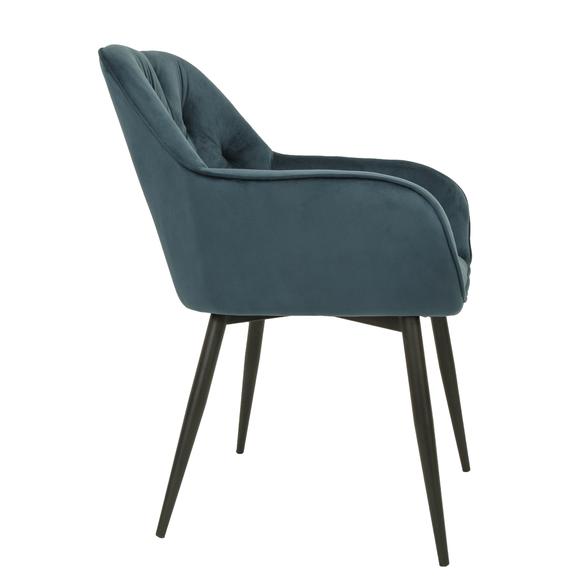 Scaun Luna - cadru negru - catifea albastru - imagine 3