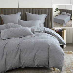 LENJERIE DE PAT NATUR UNI STRIPE 6 PIESE CU CEARSAF (GRI)