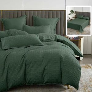 LENJERIE DE PAT NATUR UNI STRIPE 6 PIESE CU CEARSAF (ANTRACIT)