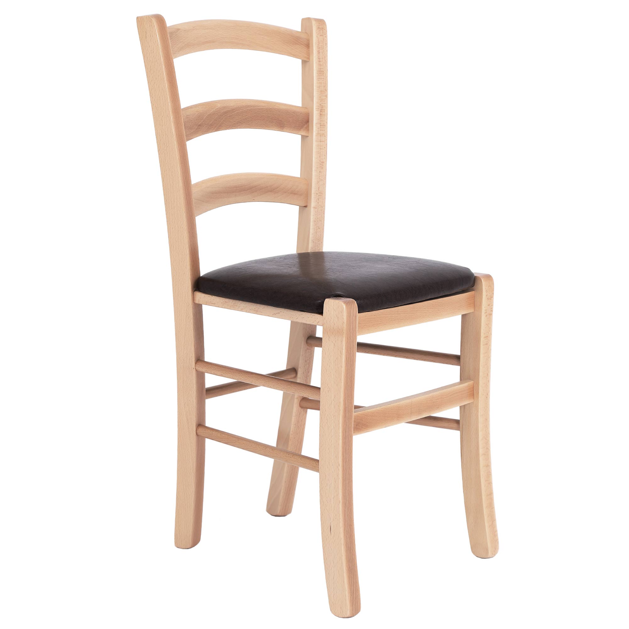 Scaun Paesana - cadru natur - imitatie piele maro - 15611