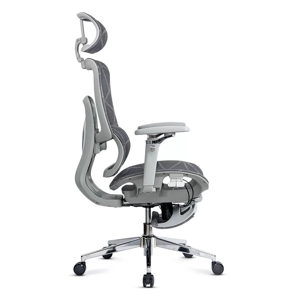 Scaun birou ergonomic gri din mesh cu tetieră reglabilă, brațe 4D și șezut culisant SYYT 9520 - imagine 4
