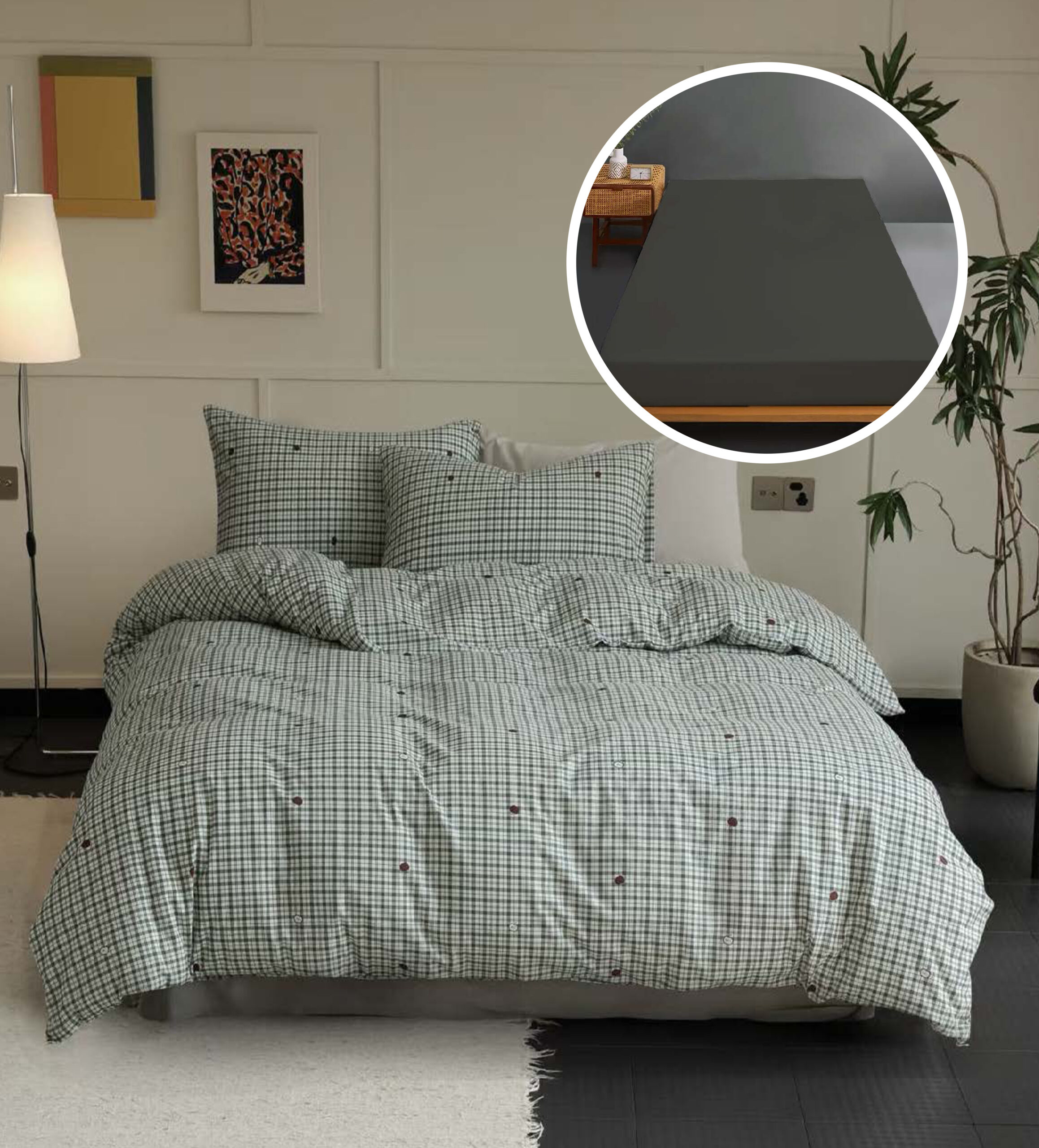 LENJERIE PAT CU HUSĂ PENTRU SALTEA ”RĂSFĂȚ NATURAL”, TRICOT 100% BUMBAC