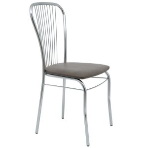 Scaun Arco - cadru cromat - imitatie piele gri - 62019