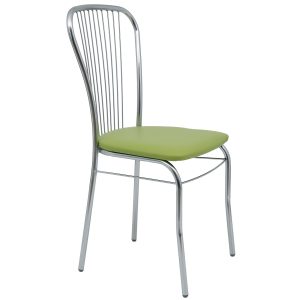 Scaun Arco - cadru cromat - imitatie piele verde - 21899