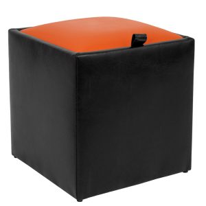 Taburet Box - imitatie piele negru/portocaliu - 21901/21895