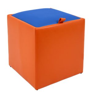 Taburet Box - imitatie piele portocaliu/albastru - 21895/21898