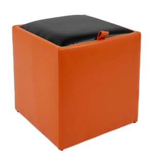 Taburet Box - imitatie piele portocaliu/negru - 21895/21901