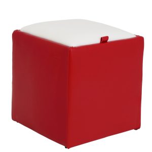 Taburet Box - imitatie piele rosu/alb - 21900/21894