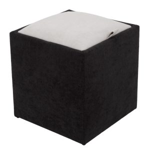 Taburet Box - stofa K06/K08 - negru/crem