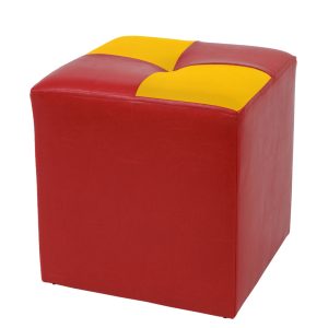 Taburet Cool - imitatie piele rosu/galben - 21900/22168