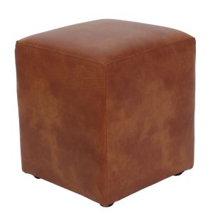 Taburet Cube - imitatie piele coniac - 8070