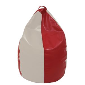 Fotoliu puf Mara - imitatie piele - rosu/crem