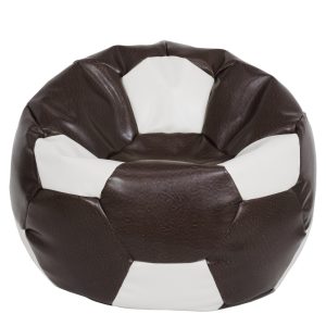 Fotoliu puf Mega Ball - imitatie piele - maro/alb