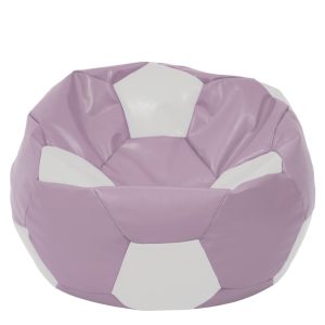 Fotoliu puf Mega Ball - imitatie piele - mov/alb