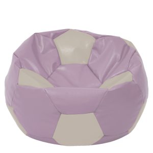 Fotoliu puf Mega Ball - imitatie piele - mov/crem
