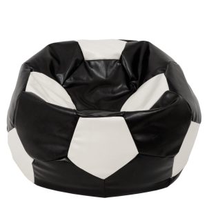Fotoliu puf Mega Ball - imitatie piele - negru/alb