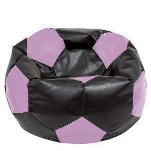 Fotoliu puf Mega Ball - imitatie piele - negru/mov