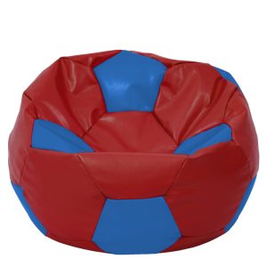 Fotoliu puf Mega Ball - imitatie piele - rosu/albastru
