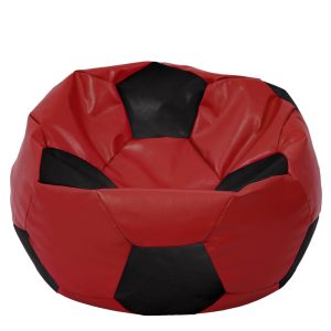 Fotoliu puf Mega Ball - imitatie piele - rosu/negru