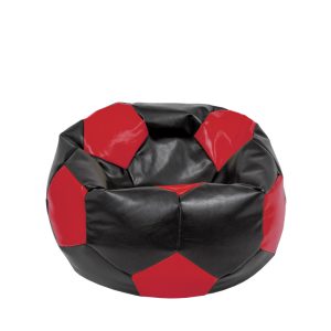 Fotoliu puf Mondo Ball - imitatie piele - negru/rosu
