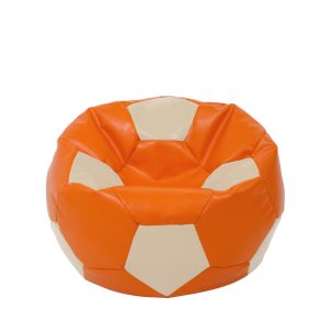 Fotoliu puf Mondo Ball - imitatie piele - portocaliu/crem
