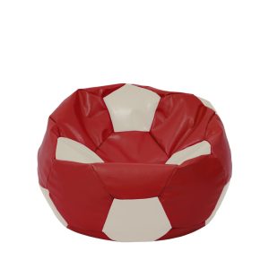 Fotoliu puf Mondo Ball - imitatie piele - rosu/crem