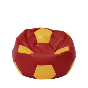 Fotoliu puf Mondo Ball - imitatie piele - rosu/galben