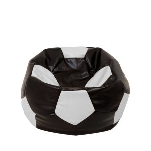Fotoliu puf Mondo Ball - imitatie piele - wenge/alb