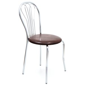Scaun Vanessa - cadru cromat - imitatie piele maro - 15611