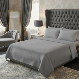 Lenjerie de pat creponata uni 100% BUMBAC – GRI