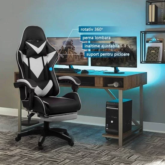 Scaun gaming alb/negru OFF 299 - imagine 5