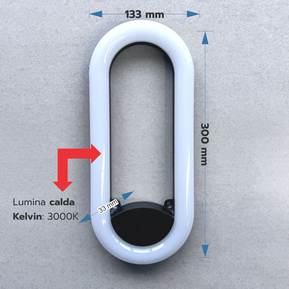 APLICA LED PERETE JADE 12W 950LM 3000K NEGRU 300*133*33MM - imagine 4