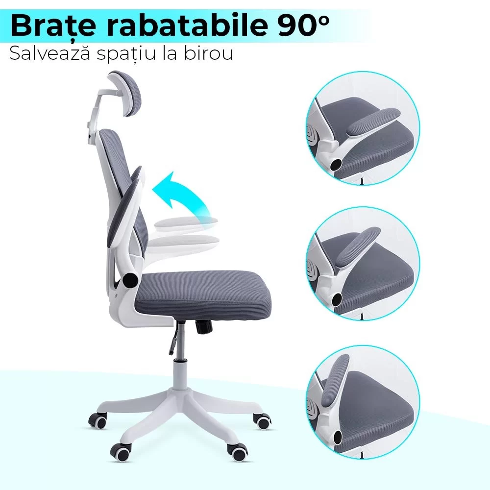 SCAUN DE BIROU ERGONOMIC OFF 336 GRI - imagine 3