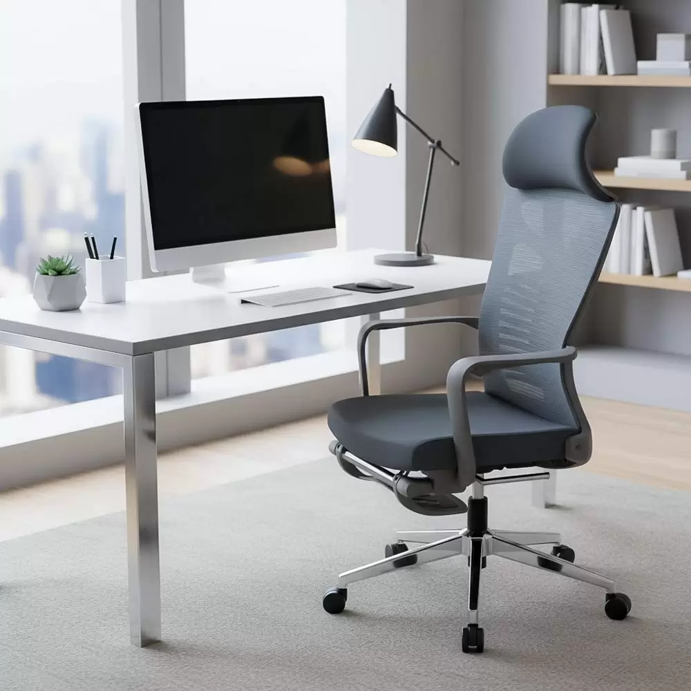 SCAUN ERGONOMIC CU SPATAR RABATABIL SI SUPORT PICIOARE SYYT 9502 GRI - imagine 10