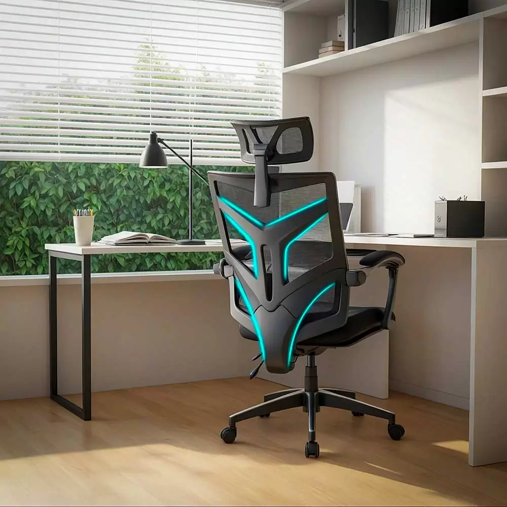 Scaun gaming negru din mesh, cu tetiera, ergonomic OFF 434 - imagine 9